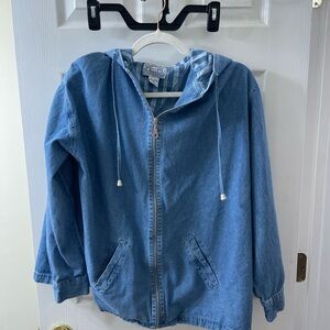 Classic Blue Denim Hooded Jacket